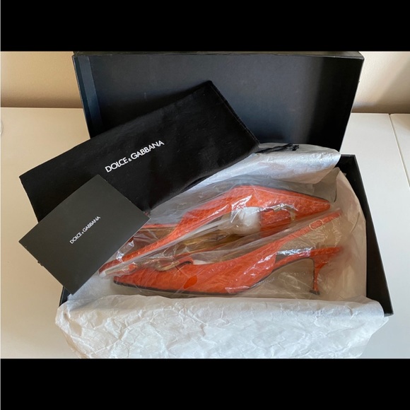 ⭐️LAST DAY⭐️ Rare - Dolce & Gabbana Orange Kitten Heels EU 37 - Picture 4 of 13